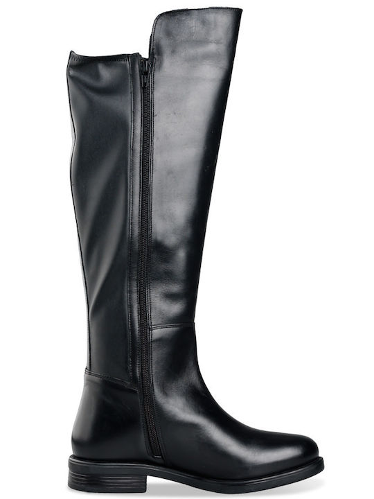 Knee-high Δερμάτινες Γυναικείες Μπότες Ιππασίας Μαύρες