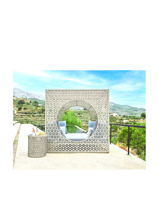 Ξαπλώστρα-Κρεβάτι Μονό Cube Αλουμινίου με Μαξιλάρι Μπεζ 200x200x200εκ.