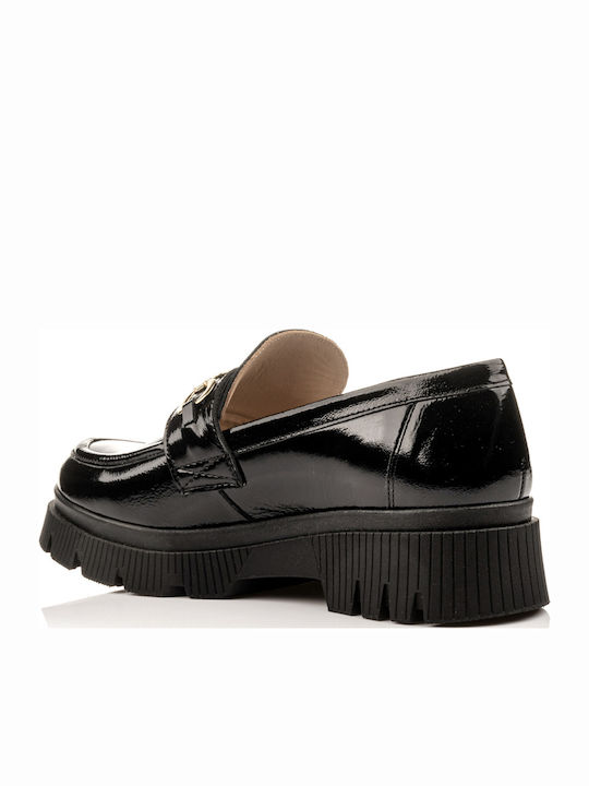 Лачени Дамски Loafers в Черен Цвят