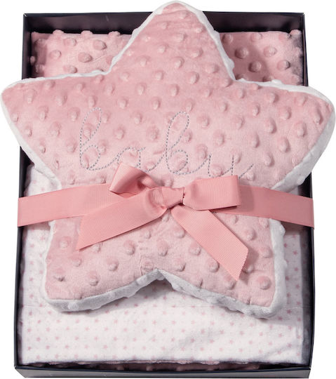 Greenwich Polo Club Κουβέρτα Αγκαλιάς & Λίκνου Fleece Ροζ Pink, White 75x100εκ.