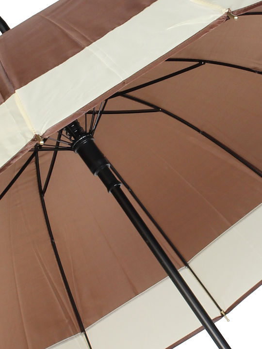 Keskor Automatic Umbrella with Walking Stick Brown