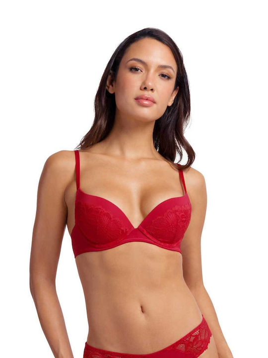 Dorina Plunge Push Up Plunge Bra Underwire Κόκκινο & Μπεζ