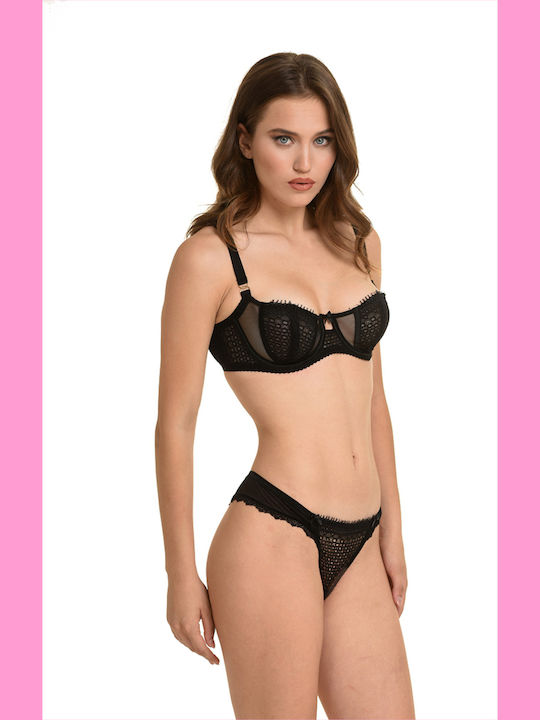 Balconette Balconette Bra without Padding Underwire Black