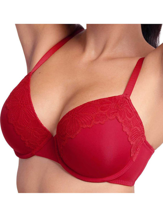 Demi Sticker Sticker Bra Underwire Red & Beige