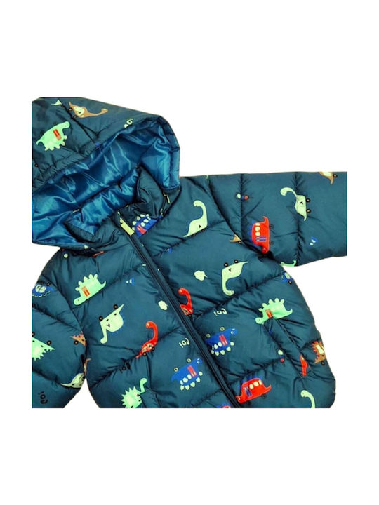 Funky Kids Quilted Jacket with Hood petrol