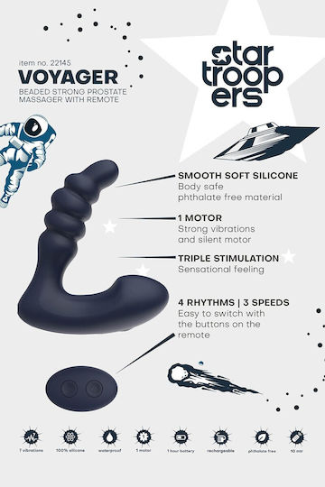 Dream Toys Anal Plug with Vibration Blue 18.8cm