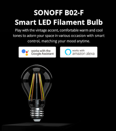 Sonoff Smart Λάμπα LED 7W για Ντουί E27 και Σχήμα A60 Ρυθμιζόμενο Λευκό 806lm Dimmable
