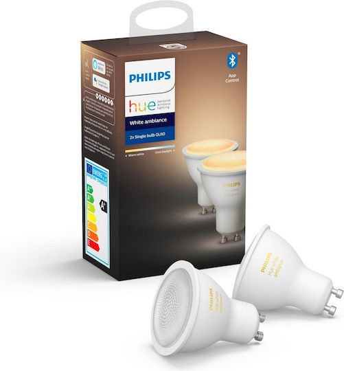 Philips Smart Λάμπες LED 4.3W για Ντουί GU10 και Σχήμα MR16 Θερμό Λευκό 350lm 2τμχ