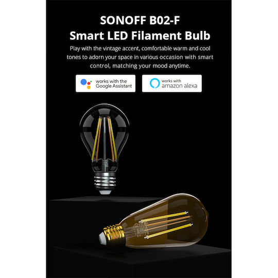 Sonoff Smart Λάμπα LED 7W για Ντουί E27 και Σχήμα A60 Ρυθμιζόμενο Λευκό 806lm Dimmable
