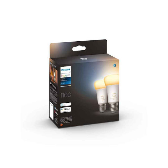 Philips Smart Bulbs LED 8W for Socket E27 and Shape A60 Adjustable White 1100lm 2pcs