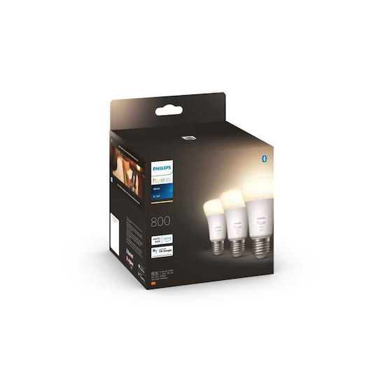 Philips Smart Λάμπες LED 9W για Ντουί E27 και Σχήμα A60 Θερμό Λευκό 806lm Dimmable 3τμχ