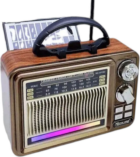 370052_br Retro Tragbares Radio Solar mit Bluetooth und USB Braun