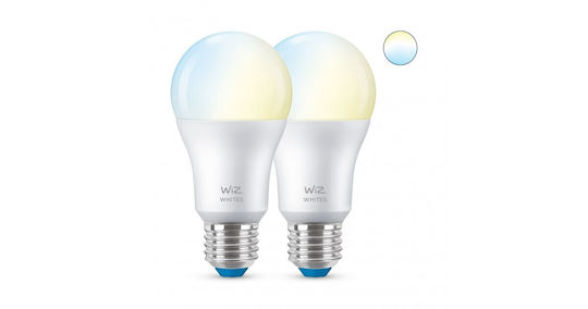 WiZ Smart Bulbs LED 8W for Socket E27 and Shape A60 Adjustable White 806lm 2pcs