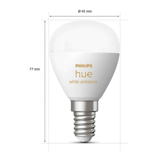 Philips Smart Lampe LED 5.1W für Fassung E14 und Form P45 RGBW 470lm 929003573601