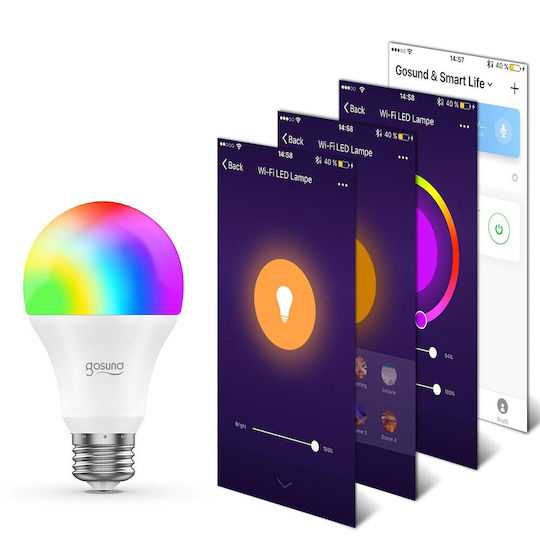 Gosund Smart Bulbs LED for Socket E27 and Shape A60 RGB 800lm 2pcs