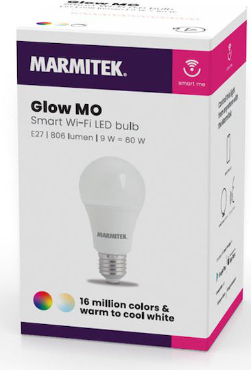 Marmitek Glow Mo Smart Λάμπα LED 9W για Ντουί E27 και Σχήμα A60 RGBW 806lm Dimmable