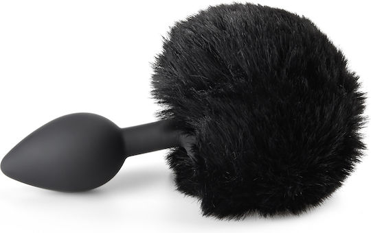 Πρωκτική Σφήνα Σιλικόνης Φουντωτή Ουρά Silicone Bunny Tail Butt Plug Μαύρη