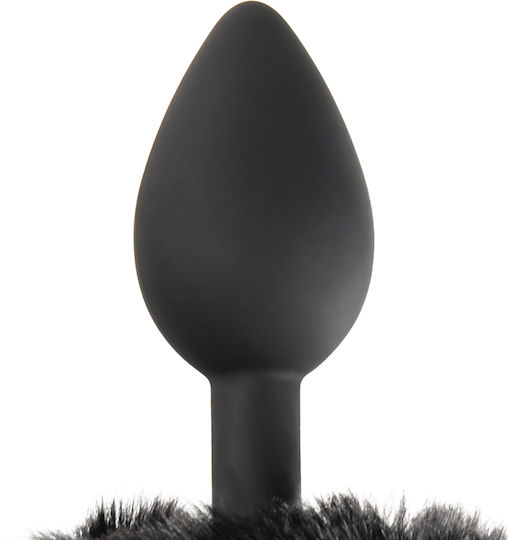 Πρωκτική Σφήνα Σιλικόνης Φουντωτή Ουρά Silicone Bunny Tail Butt Plug Μαύρη