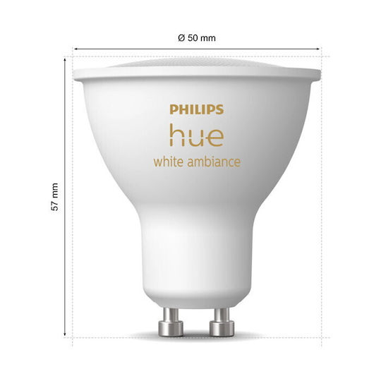 Philips Smart Λάμπα LED 4.2W για Ντουί GU10 Ρυθμιζόμενο Λευκό 400lm