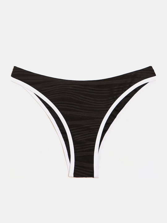 Set Bikini Fără Bretele Texturat cu Talie Înaltă Negru Set Bikini Fără Bretele Texturat cu Talie Înaltă Negru