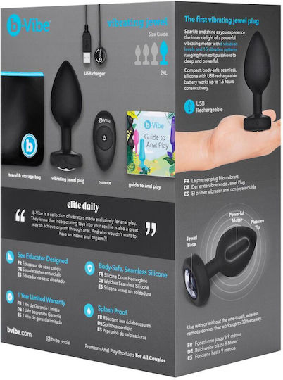 b-Vibe Анална тапа с възможност за безжична работа и вибрация XXLarge Черна