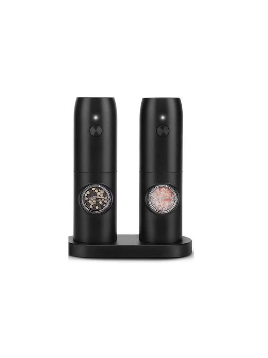 Set de 2 râșnițe electrice pentru condimente, încărcare USB, lumină LED, negru