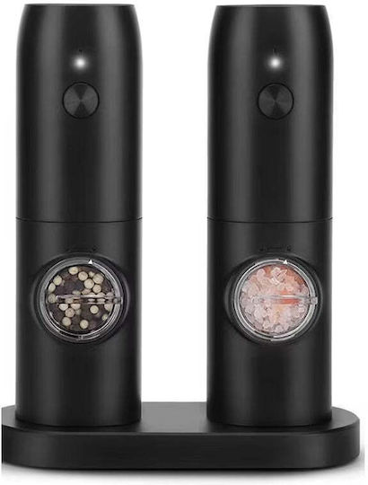 Set de 2 râșnițe electrice pentru condimente, încărcare USB, lumină LED, negru