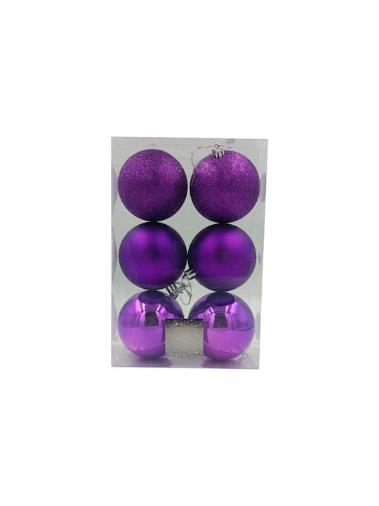 Σετ 6 Μπάλες Μωβ 8cm