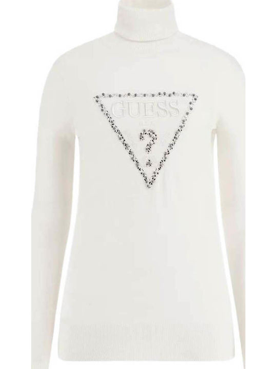 Women's Long Sleeve Turtleneck Sweater Cream White