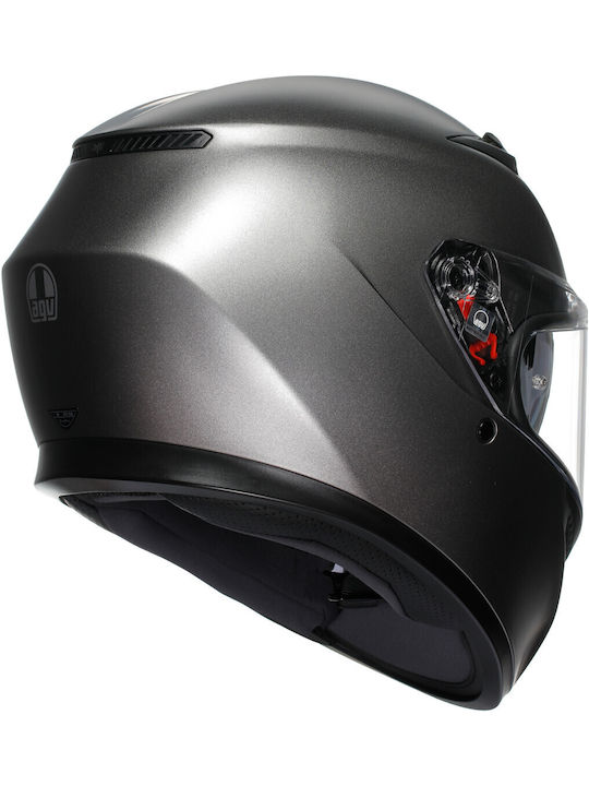 AGV K3 MPLK Mat Luna Grau Motorradhelm Volles Gesicht ECE 22.06 Gewicht 1550gr mit Pinlock und Sonnenvisier