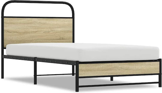 Doppelbett Aus Holz Braun mit Lattenrost für Matratze 107x203cm
