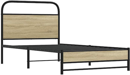 Doppelbett Aus Holz Braun mit Lattenrost für Matratze 107x203cm