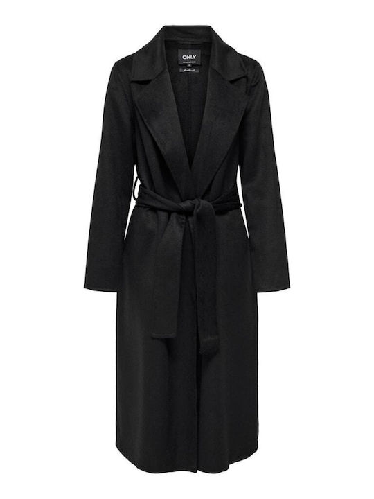 Only Women's Wool Coat with Buttons Black