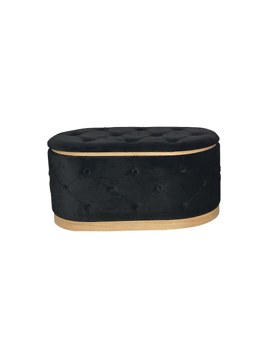 Stool For Living Room With Storage Space Upholstered with Velvet Royel Black and Beige 2pcs 84.5x47.5x44cm