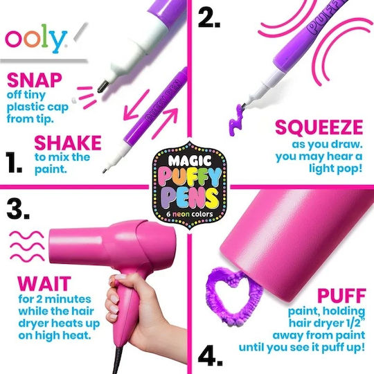 Σετ 3d Στυλό Μαγικά 6τμχ Ooly Puffy Pens