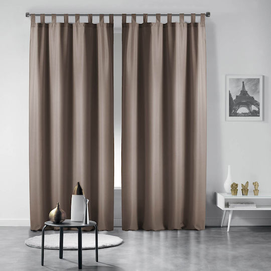 Douceur d'Intérieur Curtain with Tab Top L-c Essentiel Brown 1601051 140x260cm