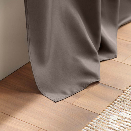 Douceur d'Intérieur Curtain with Tab Top L-c Essentiel Brown 1601051 140x260cm