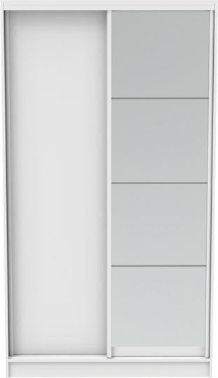 Ușă dublă Dulap de Haine Glisare Korredor cu Oglindă Alb 120x60x220cm