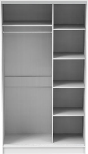Ușă dublă Dulap de Haine Glisare Korredor cu Oglindă Alb 120x60x220cm