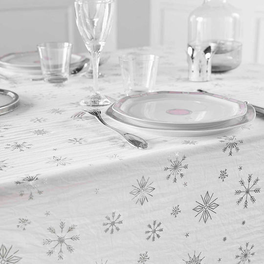 Τραπεζομάντηλο Αλέκιαστο L-c Astrelia White/silver 140x240εκ.
