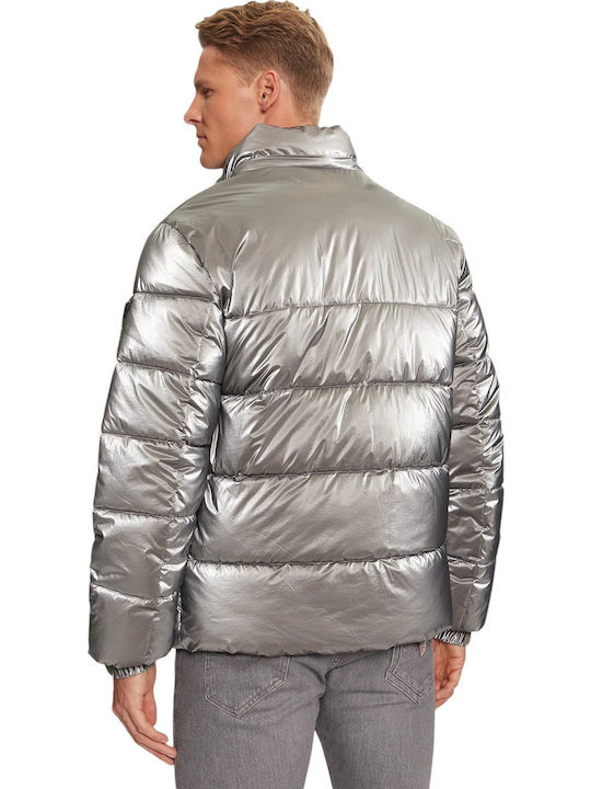 Guess Μπουφάν Puffer Silver