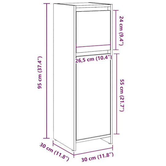 vidaXL Στήλη Μπάνιου Τοίχου Μ30xΒ30xΥ95cm Καφέ
