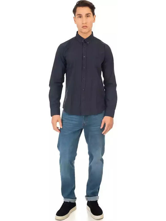 Long-sleeved Cotton Shirt Midnight Blue