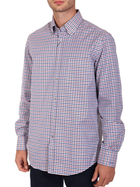 Long-sleeved Cotton Shirt White-sky blue