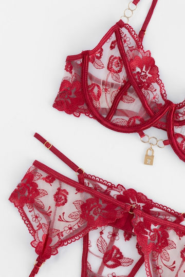 Decoro Sexy Dessous-Sets mit Transparenz & Straps Burgundisch