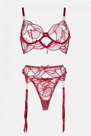 Decoro Sexy Dessous-Sets mit Transparenz & Straps Burgundisch