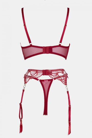 Decoro Sexy Dessous-Sets mit Transparenz & Straps Burgundisch