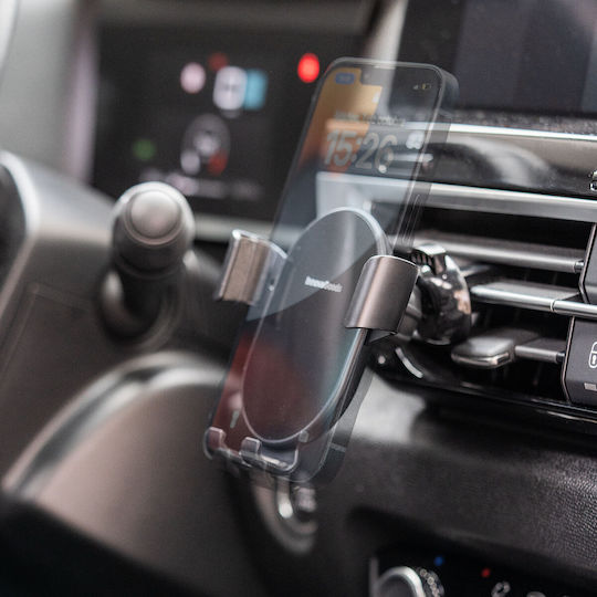 InnovaGoods Chakar Car Mobile Mount with Adjustable Hooks and Wireless Charging Black