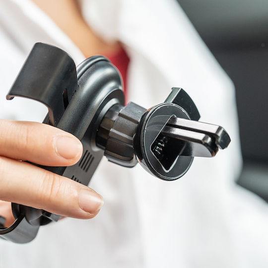 InnovaGoods Chakar Car Mobile Mount with Adjustable Hooks and Wireless Charging Black