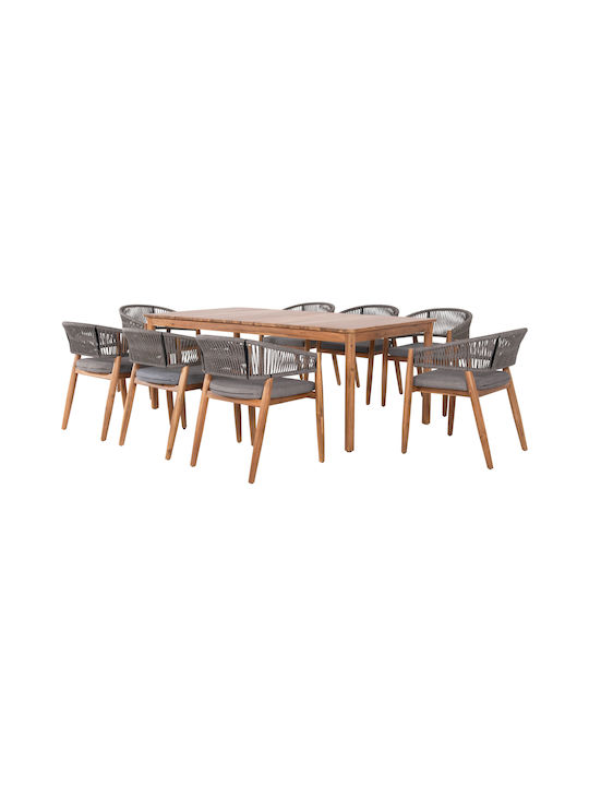 Outdoor Dining Set Navant 9 Pieces Gray with Pillows